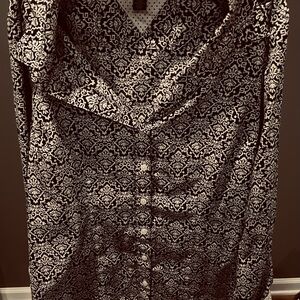 Tommy Hilfiger Black and White Casual Button Down Shirt with Ornate Pattern